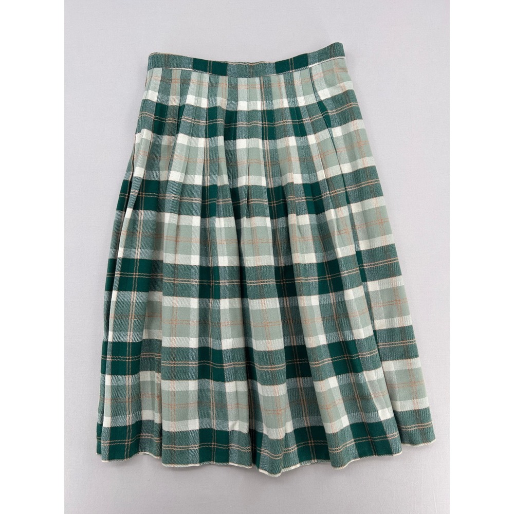 Borderglen Green Plaid Wool Blend Kilt Skirt Made in UK Buckle Wrap Midi NWT - Picture 9 of 14